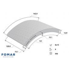 НАКЛАДКИ ТОРМОЗ., 129x15.1/15x364 8x15 ОТК914 