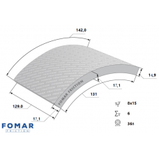 НАКЛАДКИ ТОРМОЗ., 129x17.1/17x368 8x15 ОТК914 